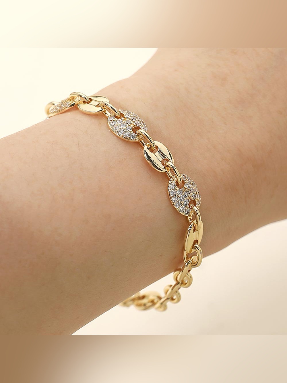 CZ Pave Mariner Link Chain Bracelet